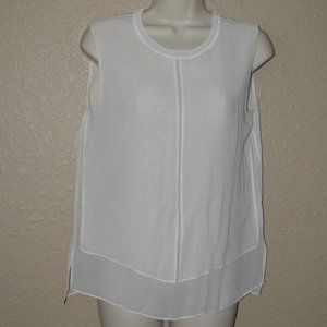 $345 Sz S Vince White Silk Sleeveless Blouse